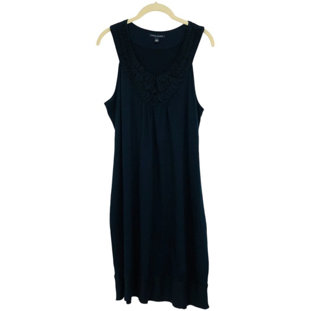 Banana Republic Women's Black Sleeveless Ruffle Top Silk Trim Dress L